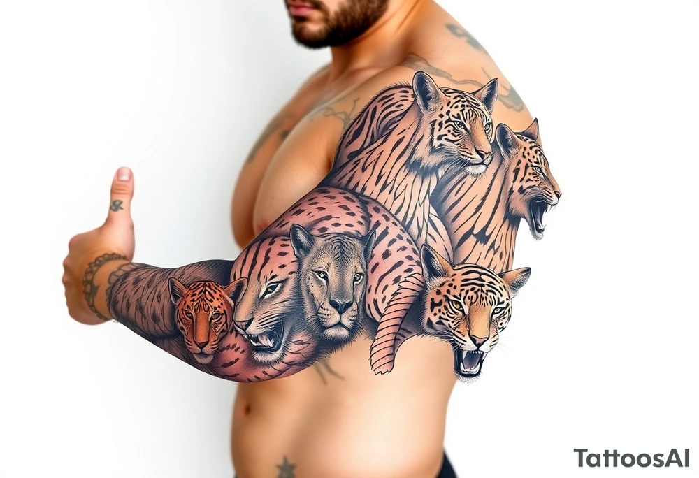 creative collage of different exotic animals tattoo idea