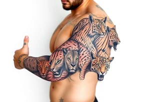 creative collage of different exotic animals tattoo idea