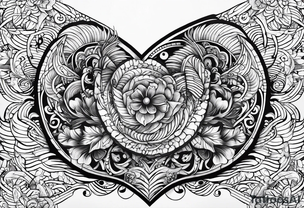 el mar y el sol adentro de un corazon tattoo idea