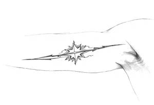 3 lines around the arm. Each line has with different style. tattoo idea