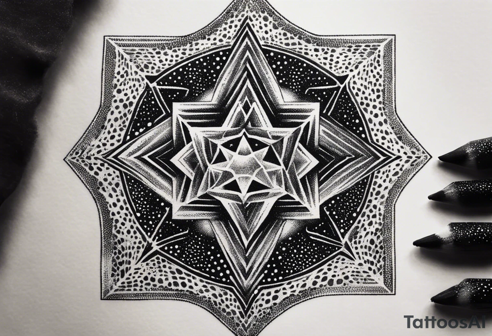 Tesseract and stars tattoo idea