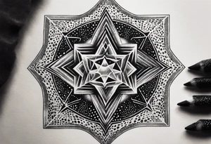 Tesseract and stars tattoo idea