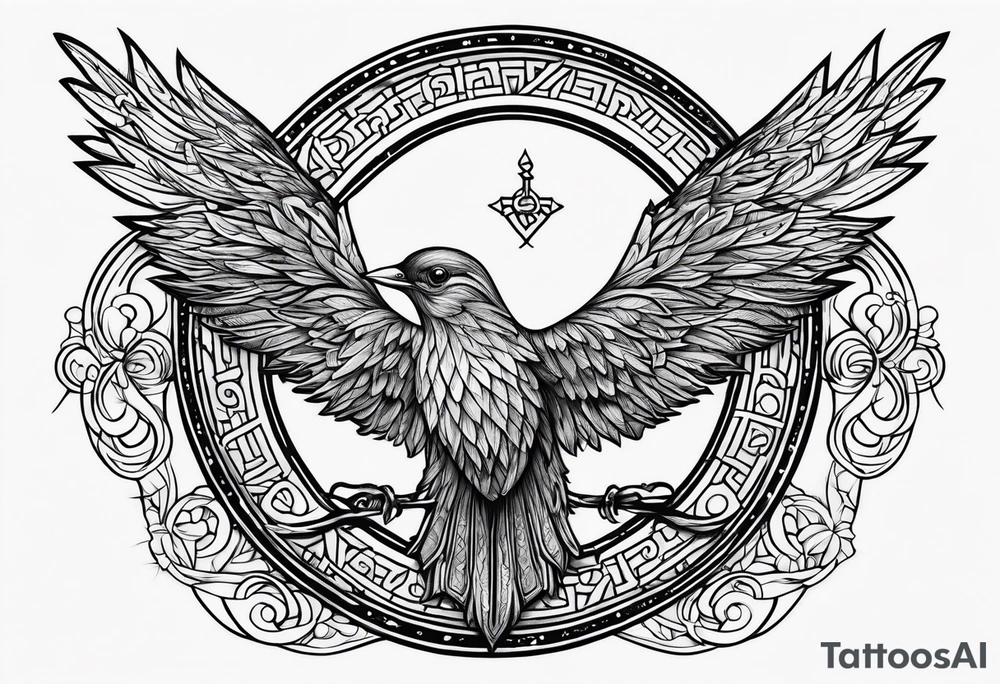 Bird oak but the B and O in elder futhark tattoo idea