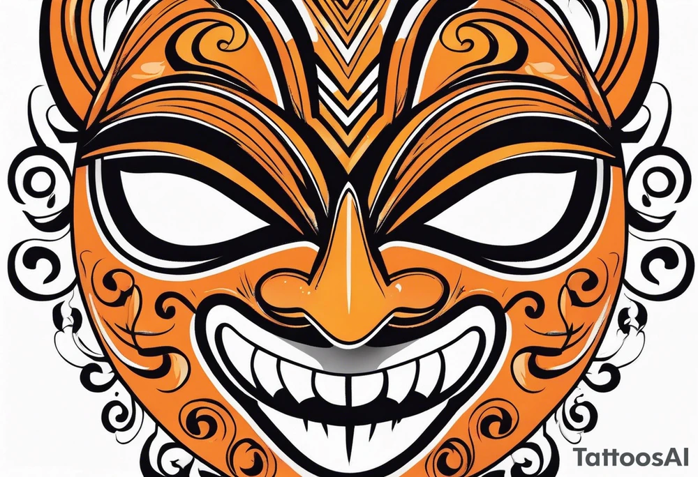 Laughing mask that is orange and black simplistic tattoo idea