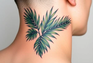 realistic large movement woven palm leaves tattoo idea