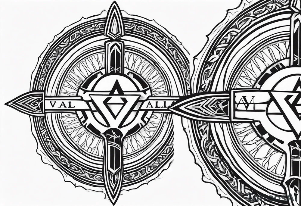 Valhalla sword shield lightning tattoo idea