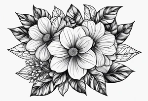 geometric, flowers, leaves tattoo idea