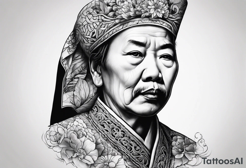 morte com facão e cabeça na mao tattoo idea