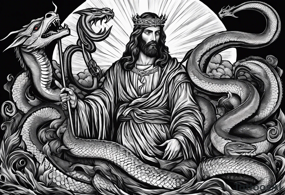Jesus replied "Behold, I give unto you power to tread on serpents and scorpions, and over all the power of the enemy: and nothing shall by any means hurt you"" tattoo idea