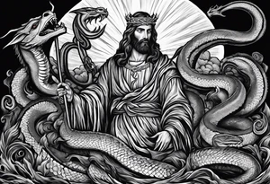 Jesus replied "Behold, I give unto you power to tread on serpents and scorpions, and over all the power of the enemy: and nothing shall by any means hurt you"" tattoo idea