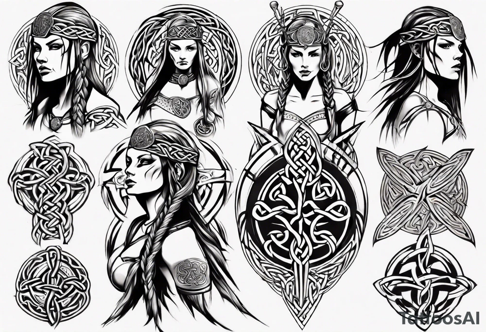 Celtic style female warrior tattoo idea