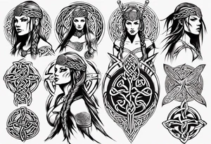 Celtic style female warrior tattoo idea