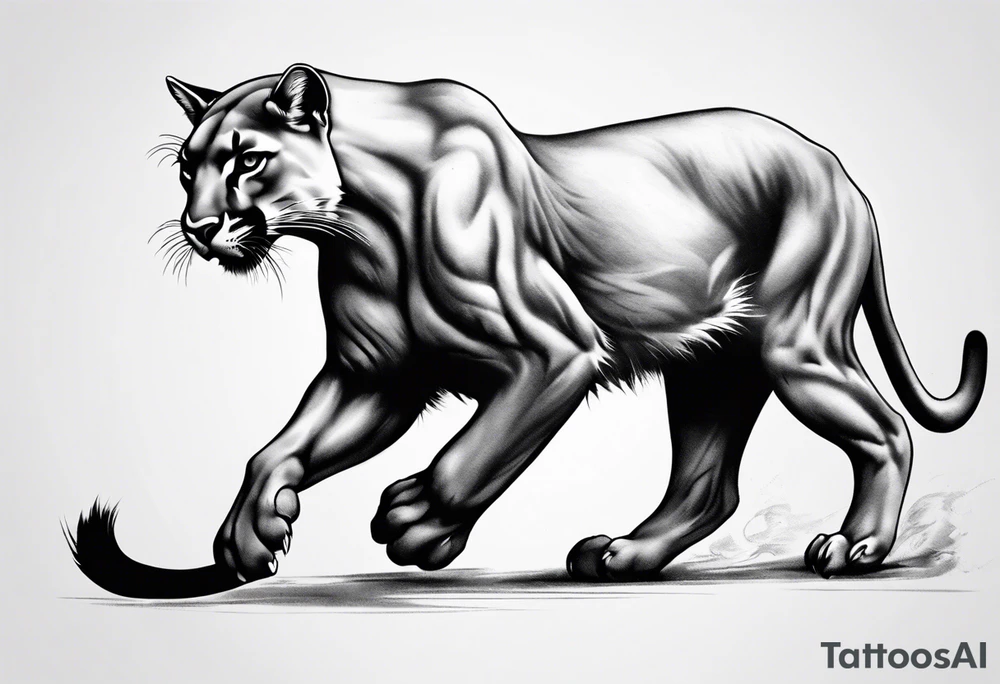 A black vicious pumas walking, but looking to the side tattoo idea A black vicious pumas walking, but looking to the side tattoo idea