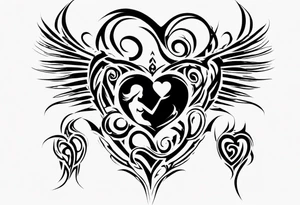 tribal tattoo describing a fathers love for his wife and son tattoo idea