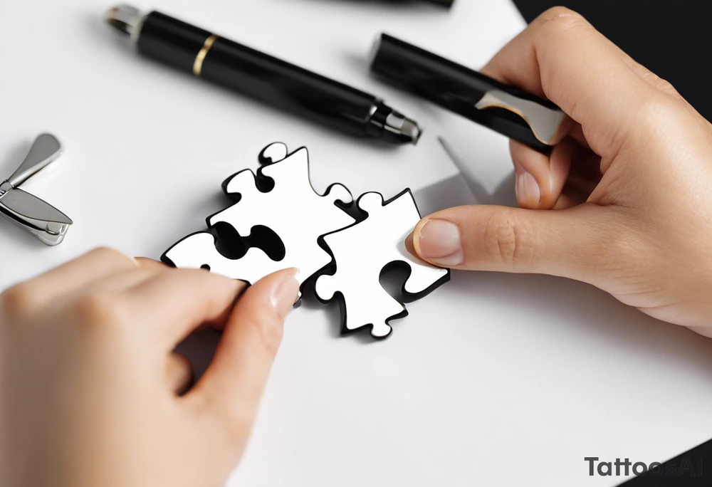 Interlocking Puzzle Pieces
   Concept: Two outlined puzzle pieces that are interlocking or fit together perfectly, symbolizing how you and your sister were connected. One of the puzzle pieces could have the small, filled-in heart inside it.
   Text: “To my favorite sister” could be placed underneath or along the curve of your ankle, maintaining your sister’s handwriting. You could position the text so it wraps slightly around the interlocking pieces. tattoo idea