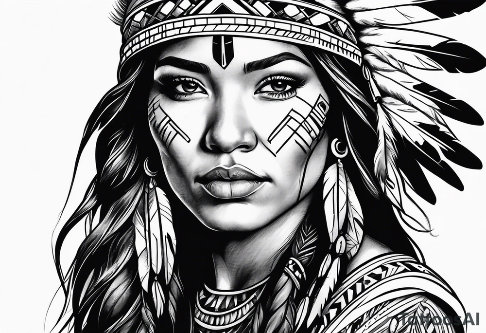 native American woman tattoo idea
