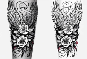 forearm tattoo
angel feather including a stylish rose with first name Isa encrypted tattoo idea