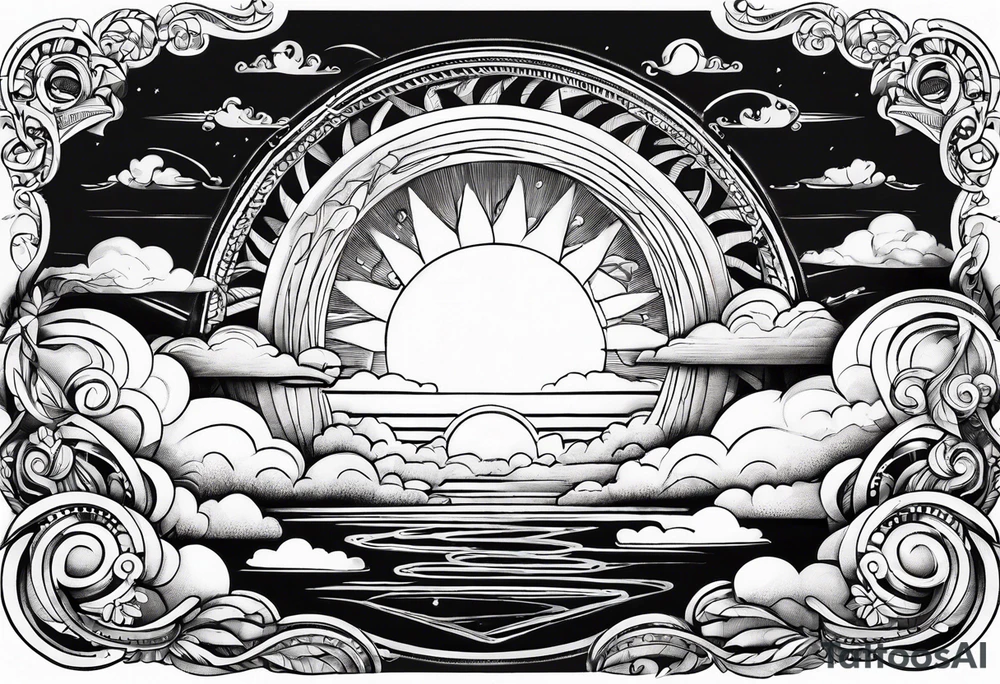 The sun shining over the clouds tattoo idea