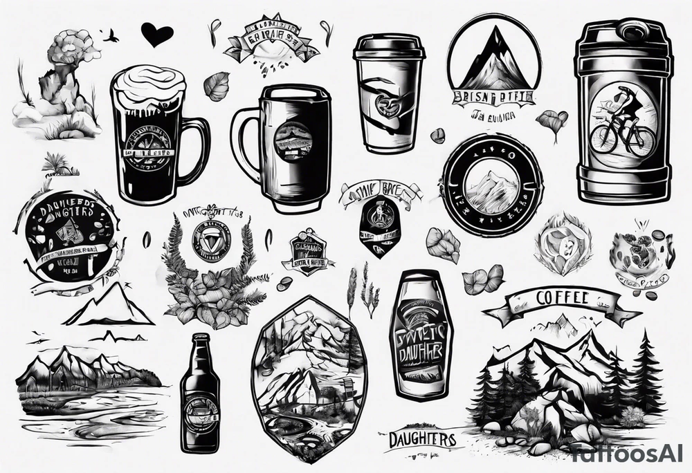 two daughters, Brisbane, coffee, hiking, cycling, beer, gym tattoo idea