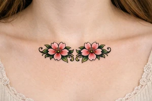 Two Cherry blossoms , symmetrical tattoo idea