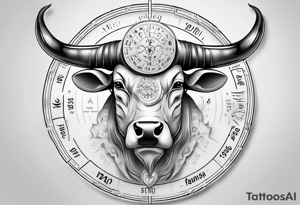 Taurus with astrology calendar tattoo idea
