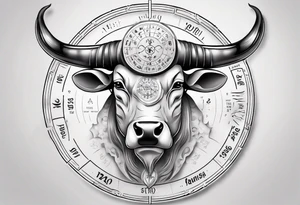 Taurus with astrology calendar tattoo idea