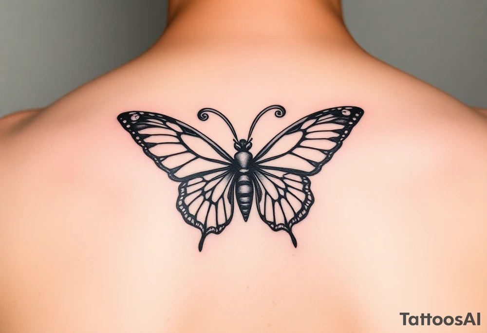 aries zodiac sign turned into a butterfly with the names terri and justo incorporated tattoo idea