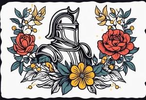 knight

old school vintage simple traditional design with vintage flowers surrounding
bold color simple tattoo idea