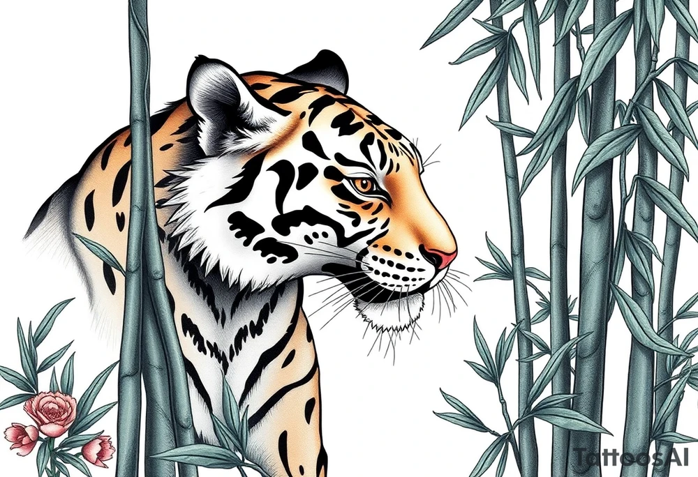 a tiger lurking in the bamboo forest tattoo idea