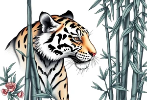 a tiger lurking in the bamboo forest tattoo idea