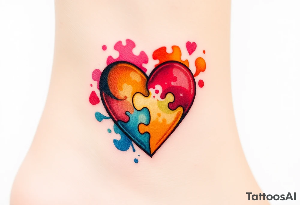 autism heart puzzle shape symbol tattoo idea