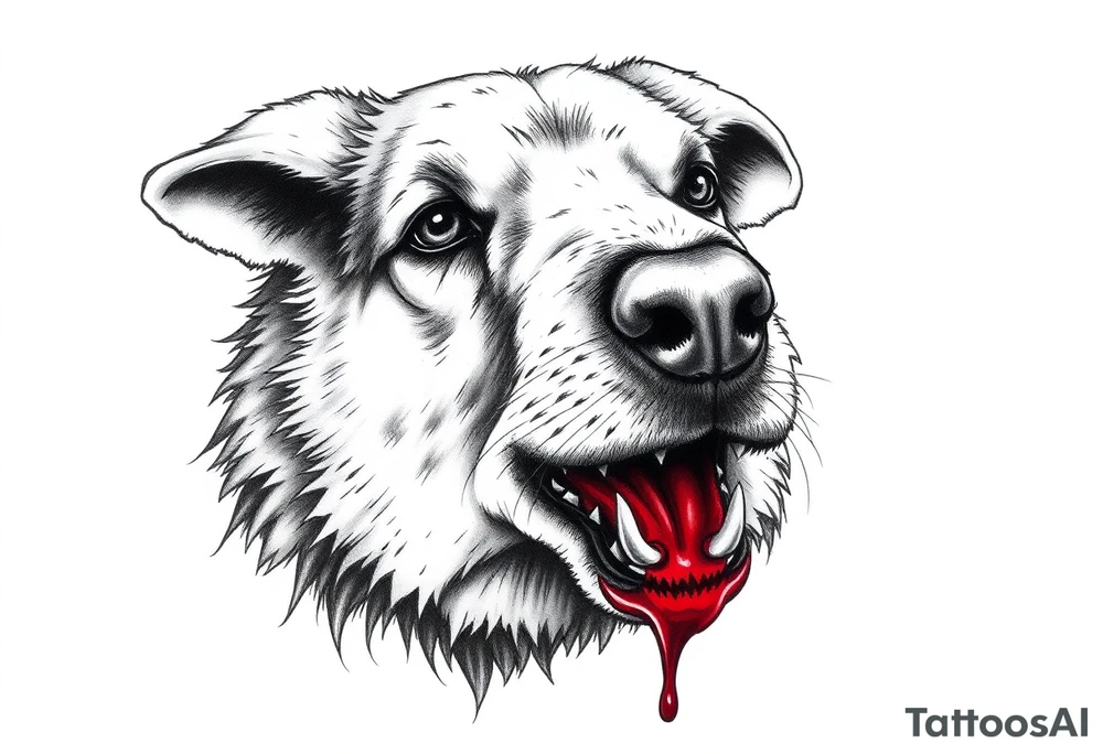 sheepdog with a bloody mouth. tattoo idea