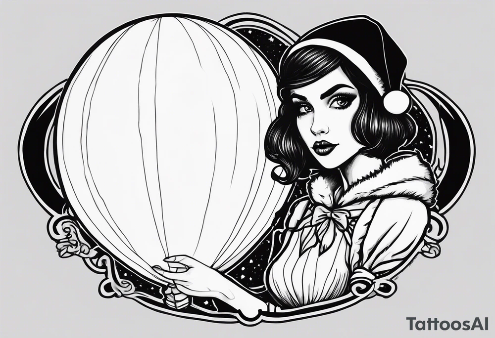 Sally from nighmare before christmas holding a ballon with jack skellignton's face tattoo idea