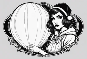 Sally from nighmare before christmas holding a ballon with jack skellignton's face tattoo idea