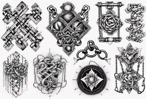 chains patchwork tattoo idea