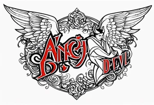 Angel and  Devil fighting back tattoo design tattoo idea
