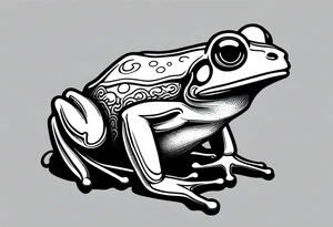 Small frog with pride flag tattoo idea