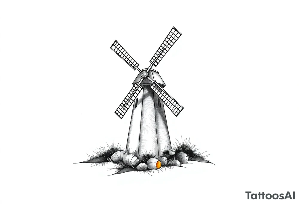 a city of Pointe claire windmill tattoo idea