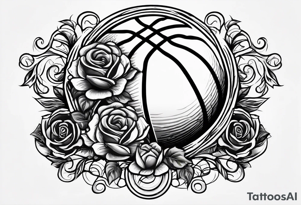basketball , roses , virgo logo , 2005 tattoo idea