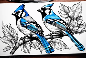 Cardinal and blue jay tattoo idea
