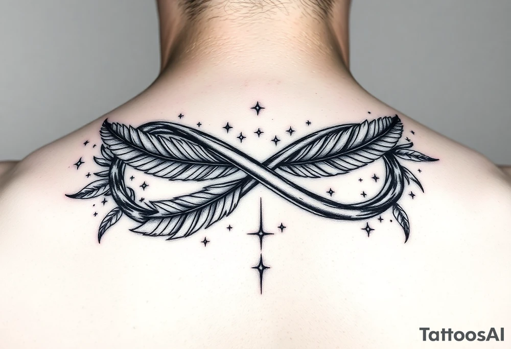infinity symbol woven with floating feathers and stardust tattoo idea infinity symbol woven with floating feathers and stardust tattoo idea