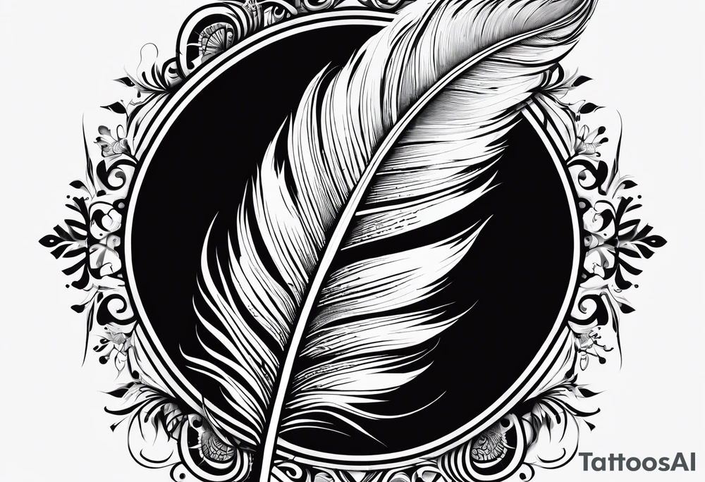 feather with text above “ I’ll be there till the end” And text below “I’m already there” tattoo idea
