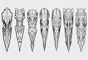 Futuristic leg armor tattoo idea
