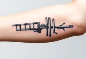 symetrical, vertical System of thin pipes that transitions gradually from the end into thick, widespread veins of forearm tattoo idea