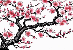 Shoulder cherry blossom tree branches tattoo idea