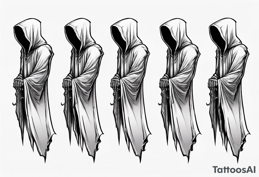 side view, hooded reaper upper body, no skull tattoo idea side view, hooded reaper upper body, no skull tattoo idea
