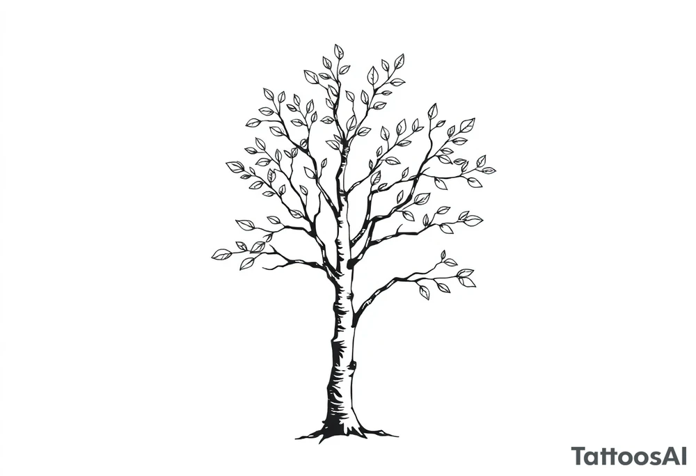 birch tree with full leaves tattoo idea