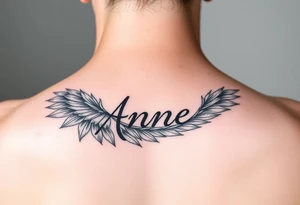 the name Anne in a phoenix feather tattoo idea