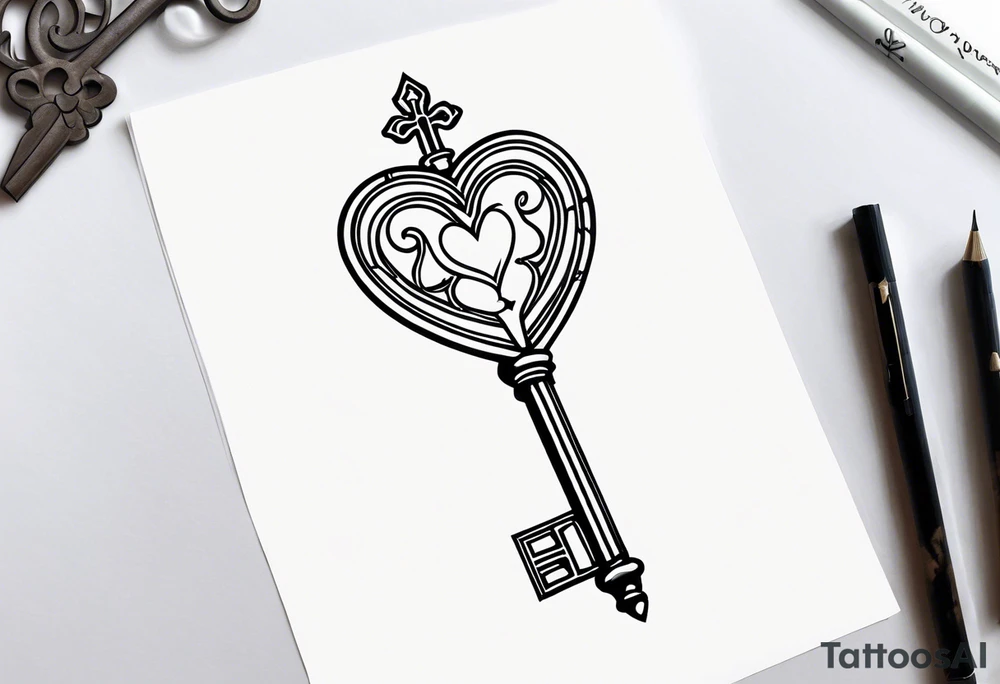 A heart shaped skeleton key tattoo idea