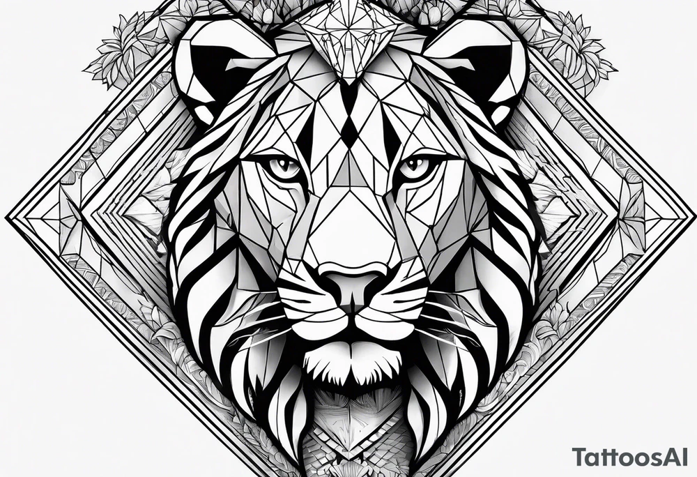 diamond in a lioness tattoo idea